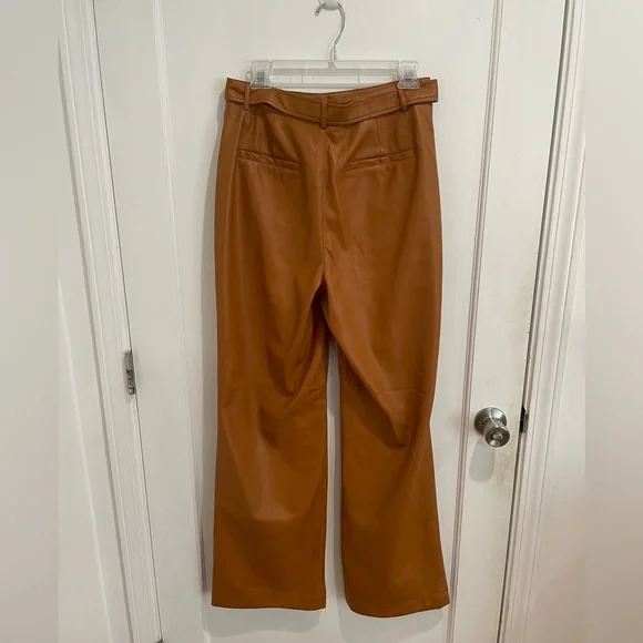 7 for All Mankind Faux Leather Hi Rise Wide Leg Belted Pants - Picture 2 of 3